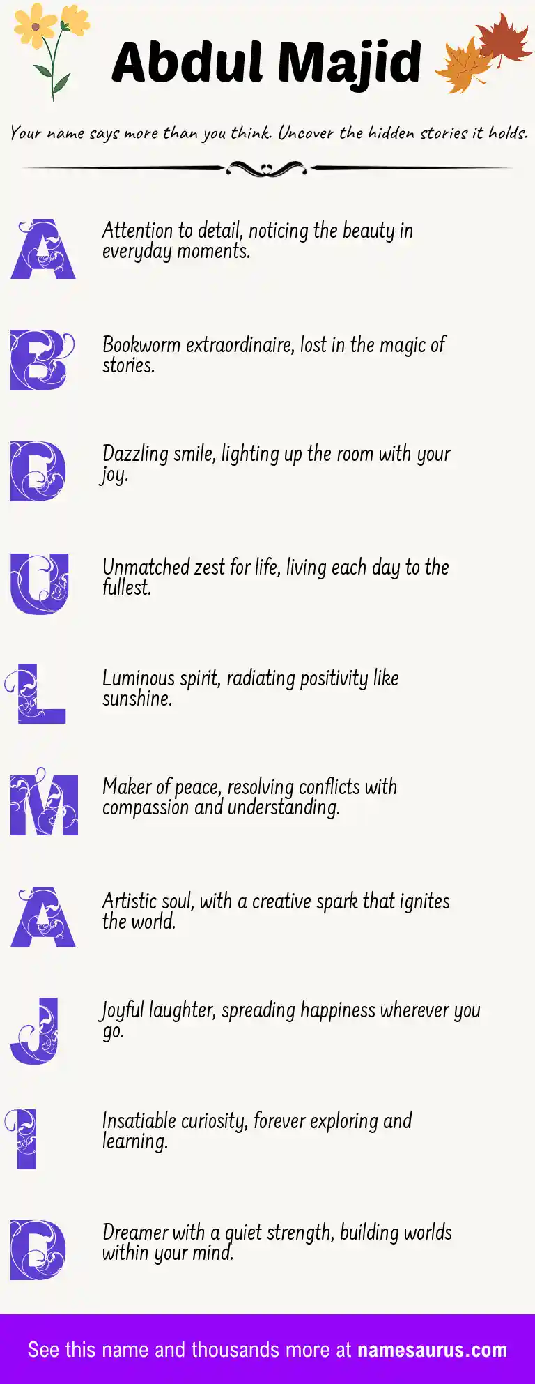 Acrostic poem about Abdul Majid.